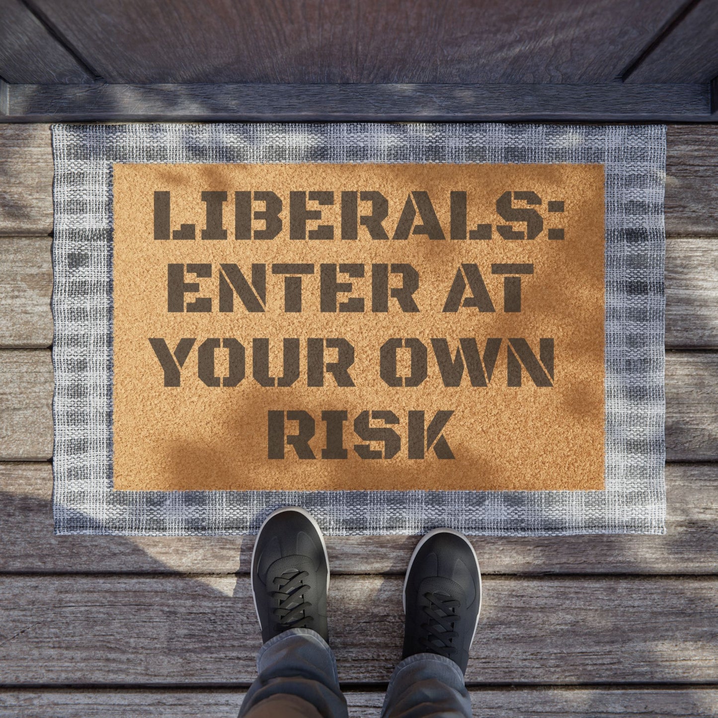 "Liberals: Enter At Your Own Risk" - Welcome Doormat - Funny Home Décor, Unique Gift, Personal Touch for Home, Housewarming, and Parties