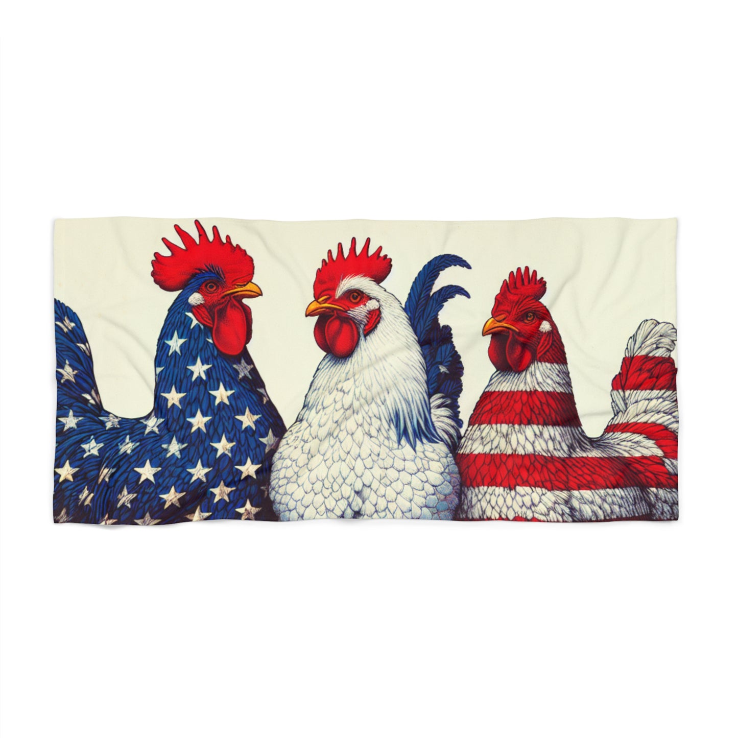 Cocky & Free – Three-Rooster Freedom Towel, Summertime Pool Accessory, Vacation Essentials