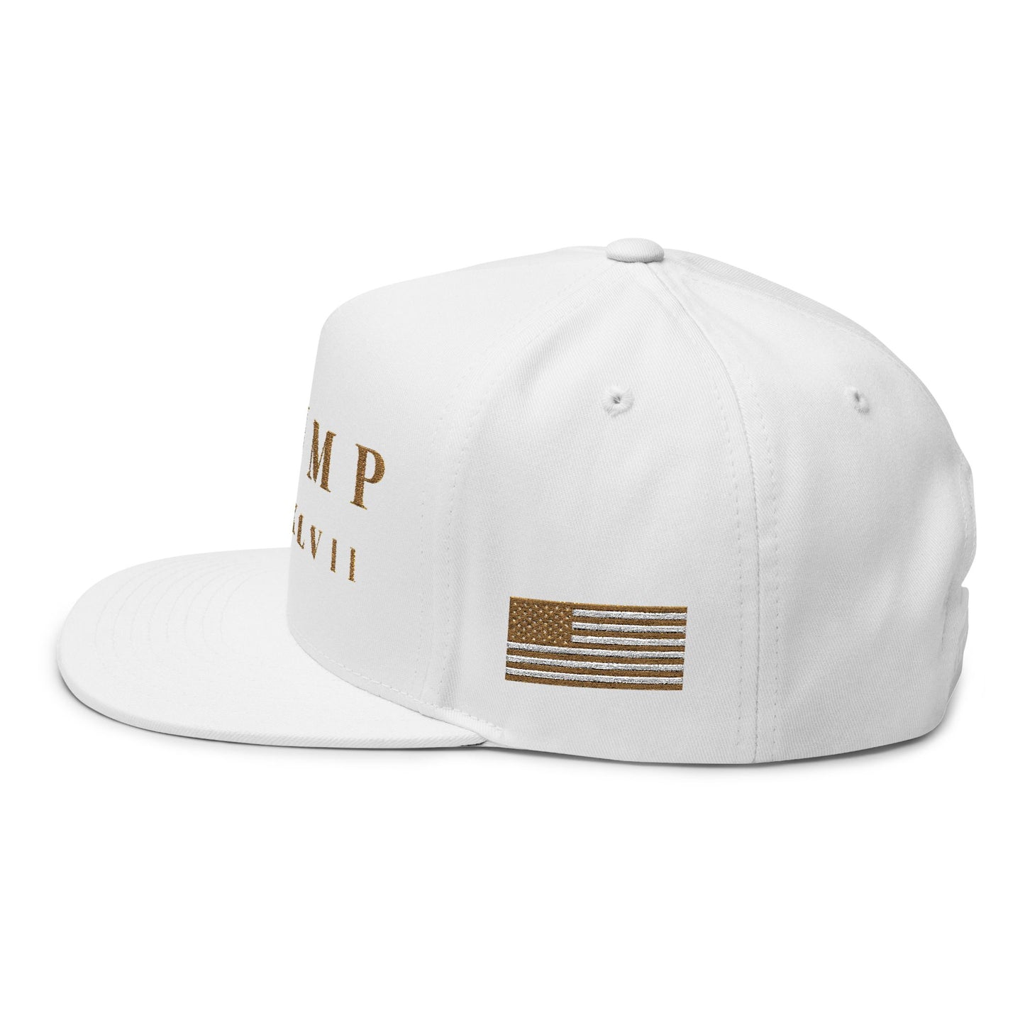 MAGA - Stylish Flat Bill Cap with Gold Embroidery - Perfect for Fans, Casual Outfits, Sports Events, Gifts, and Celebrations