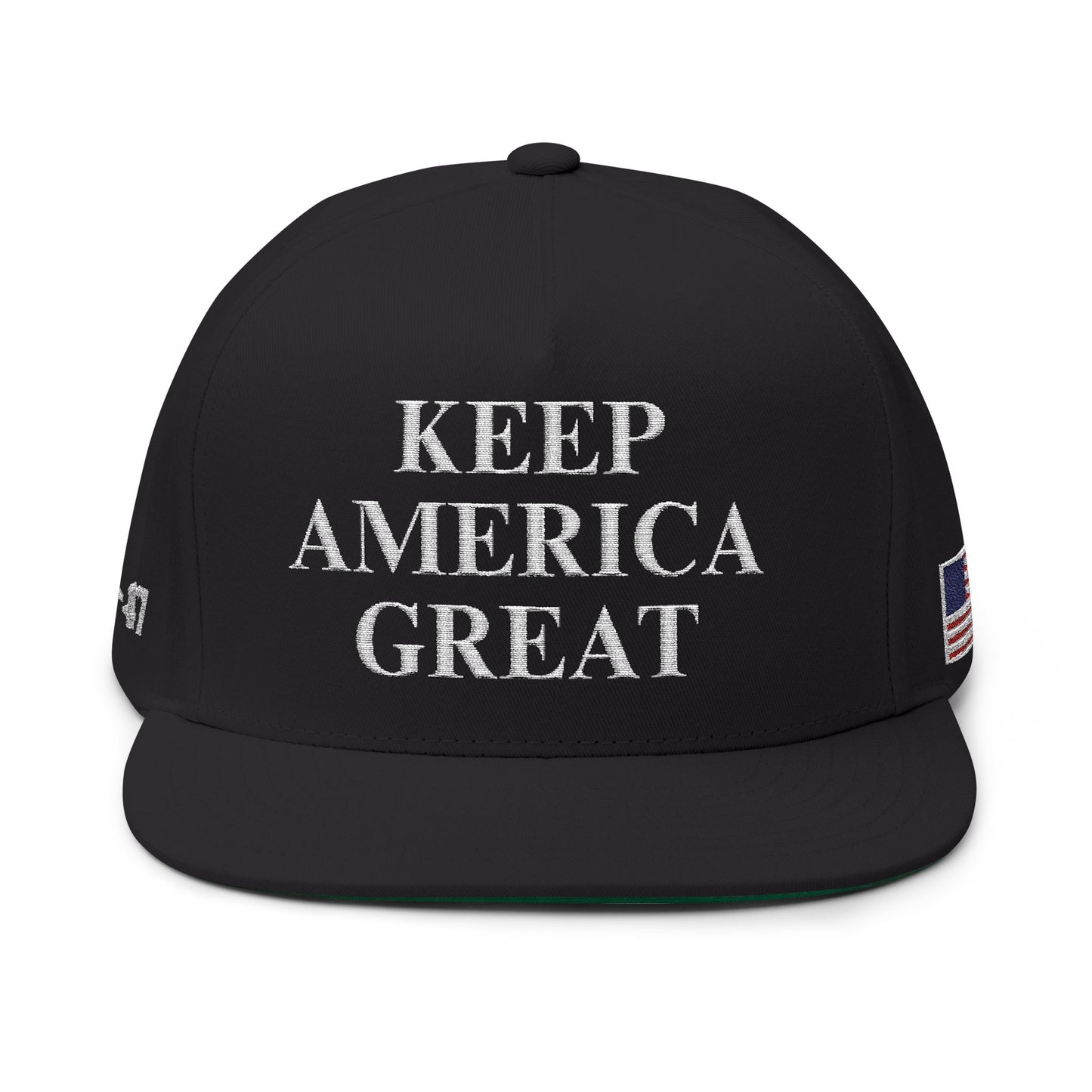 MAGA - Keep America Great Flat Bill Cap, Adjustable Hat, Embroidered Cap, Political Apparel, Gift for Patriots, USA Merch, Trendy Headwear