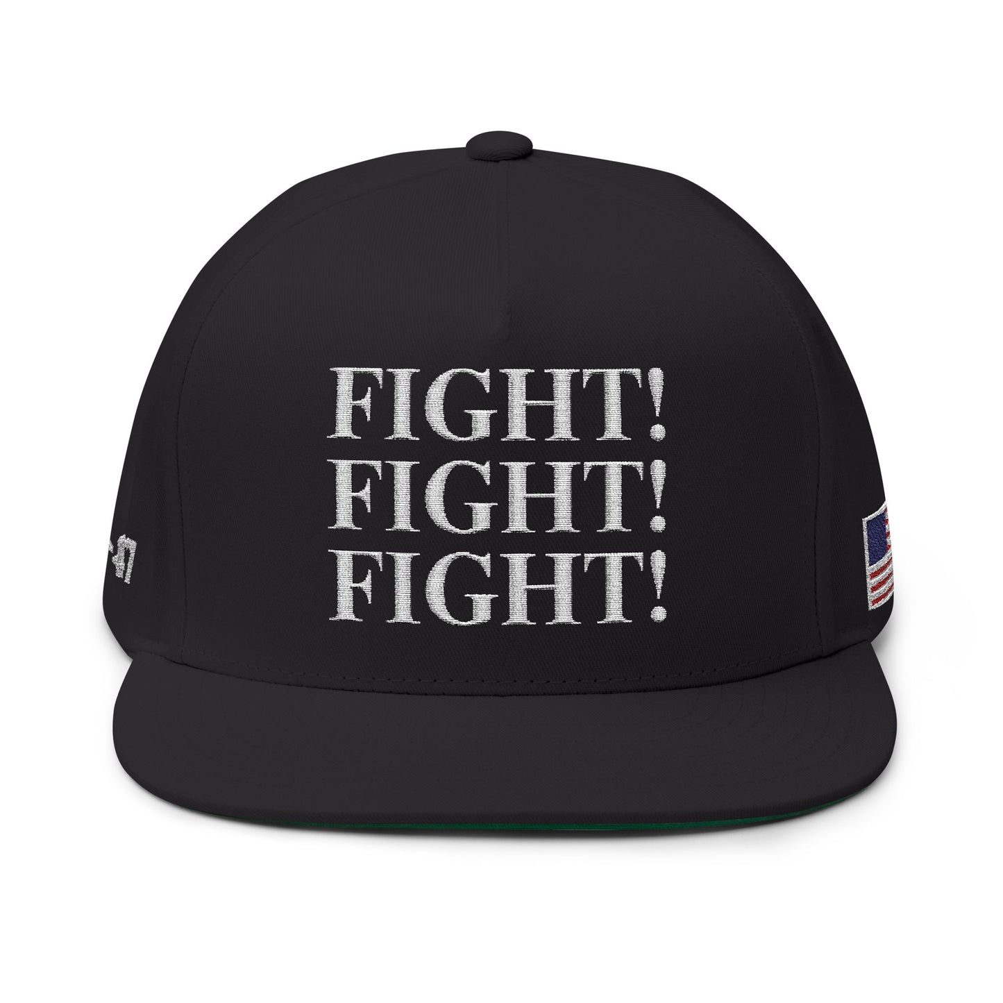 MAGA - Fight! Fight! Fight! Flat Bill Cap - Motivational Hat, Sportswear, Gift for Athletes, Conservative Humor