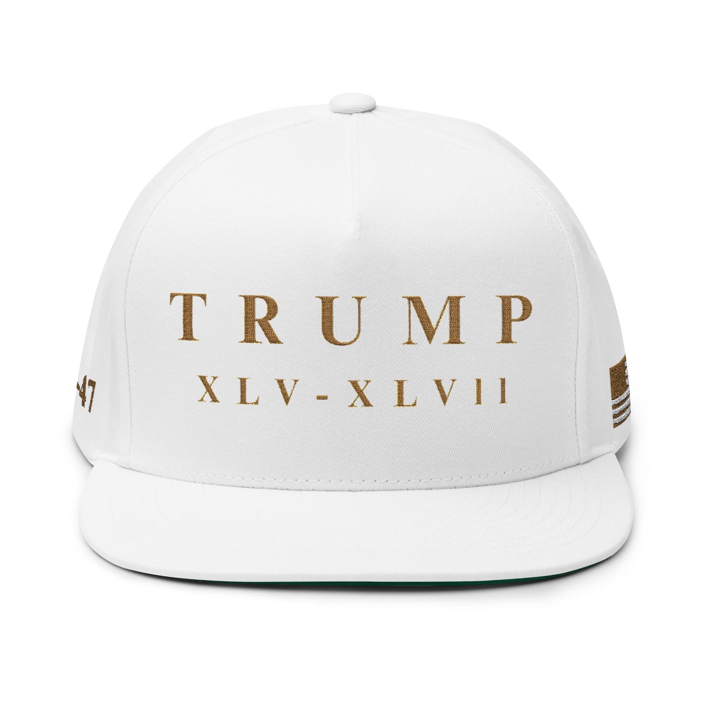 MAGA - Stylish Flat Bill Cap with Gold Embroidery - Perfect for Fans, Casual Outfits, Sports Events, Gifts, and Celebrations