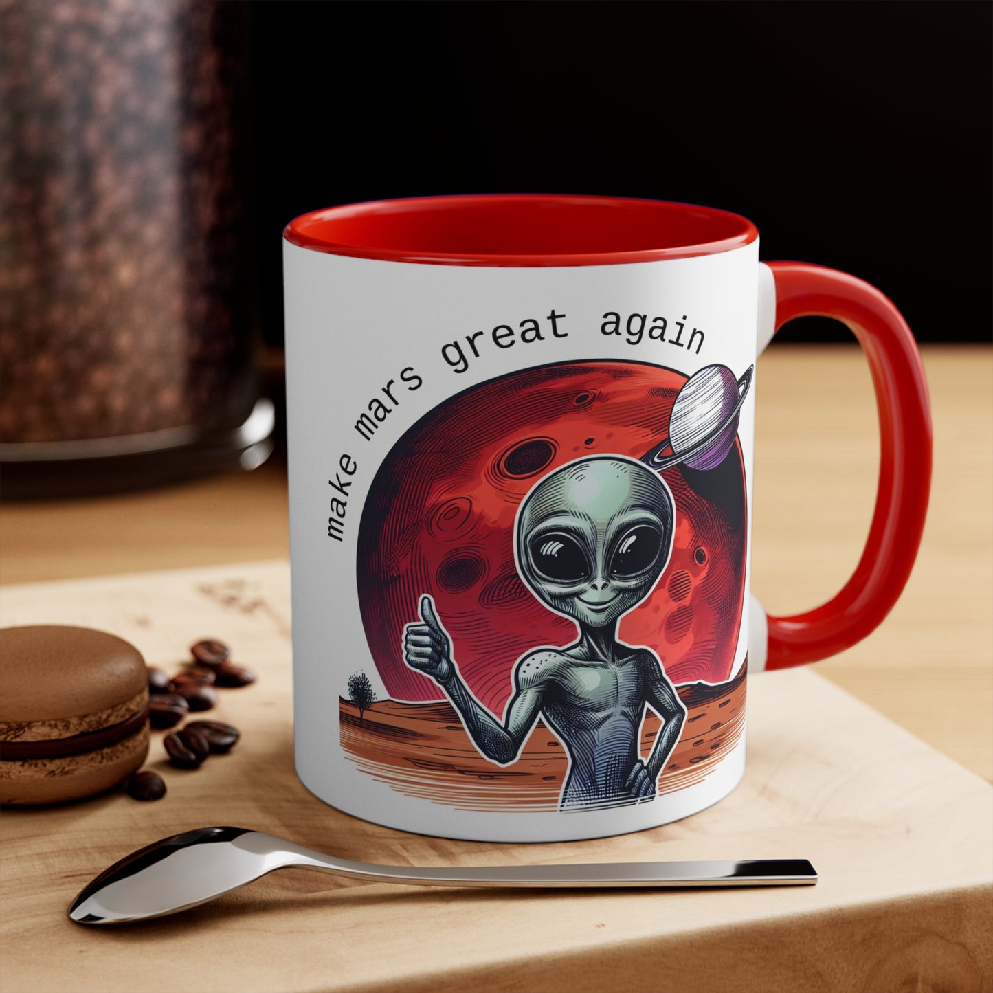 Make Mars Great Again -Themed Accent Mugs, Great for Gifts, Space Lovers, Alien Enthusiasts, Unique Coffee Cups, Fun Decor