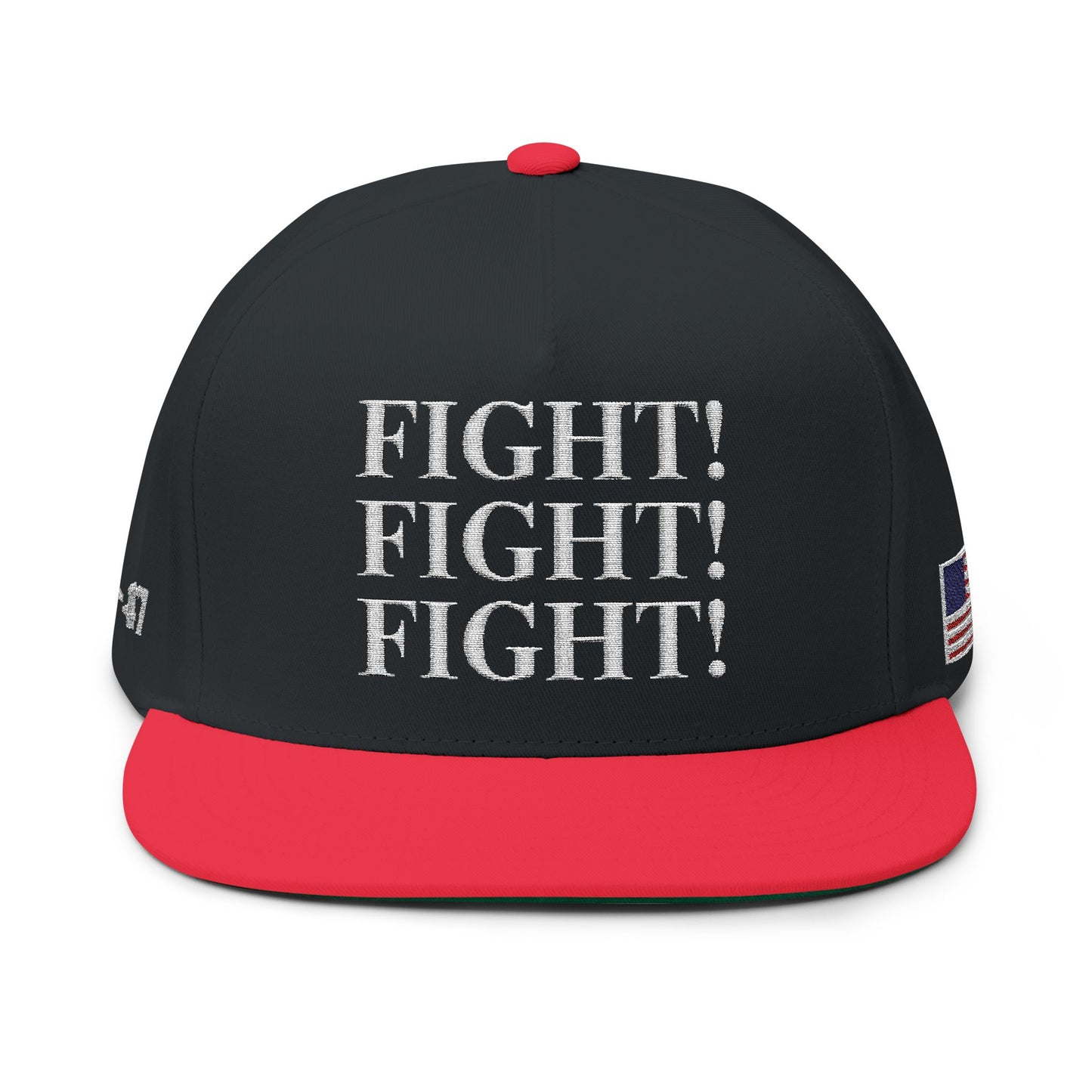 MAGA - Fight! Fight! Fight! Flat Bill Cap - Motivational Hat, Sportswear, Gift for Athletes, Conservative Humor