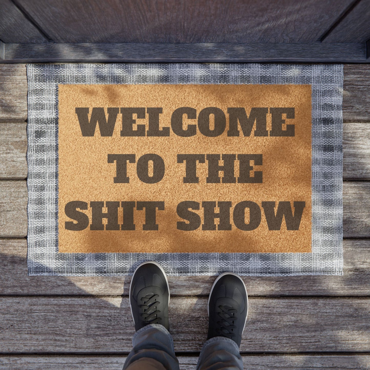 "WELCOME TO THE SHIT SHOW" - Welcome Mat - Funny Home Décor, Unique Gift, Personal Touch for Home, Housewarming, and Parties