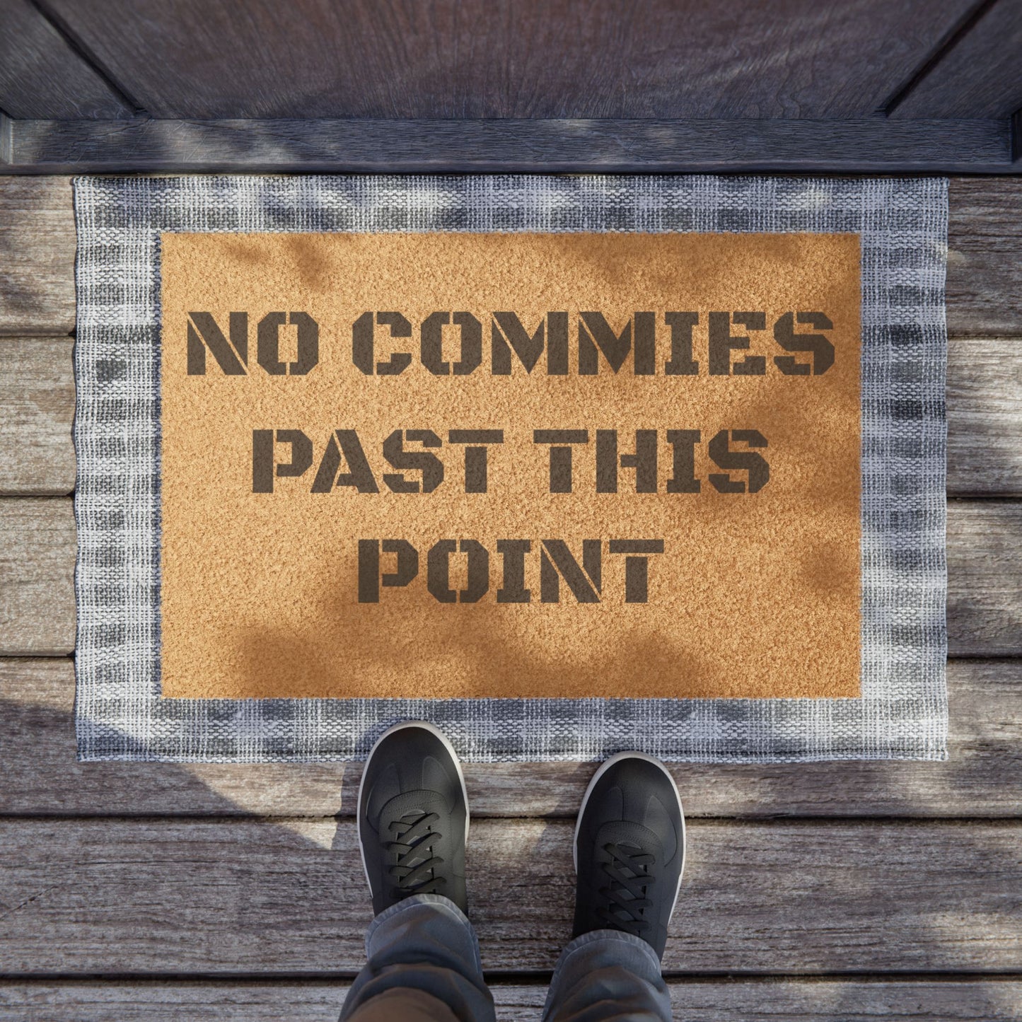 "No Commies Past This Point" - Welcome Doormat - Funny Home Décor, Unique Gift, Personal Touch for Home, Housewarming, and Parties