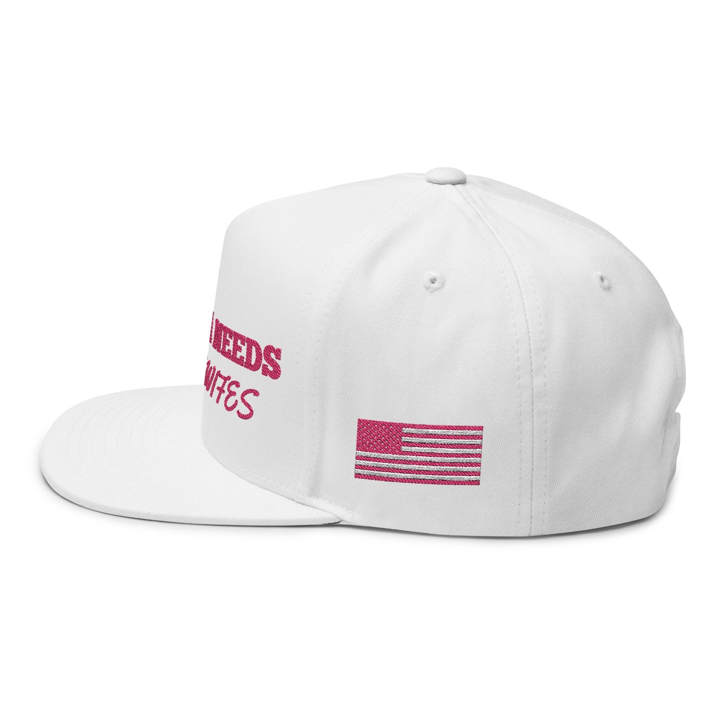 MAGA - Embroidery Flat Bill Cap - 'America Needs Housewives', Trendy Hat for Moms, Father's Day Gift, Casual Wear, Unique Accessory
