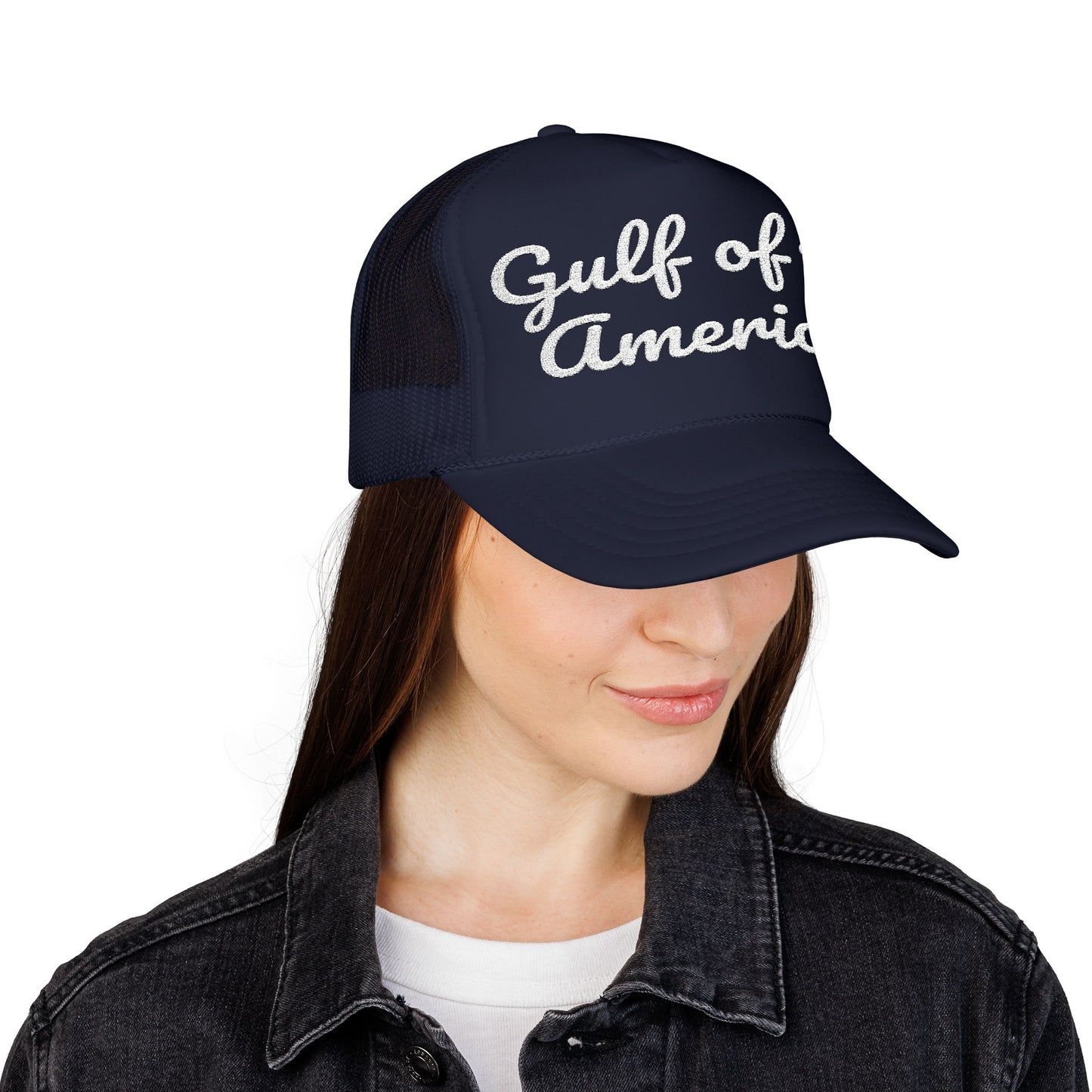 MAGA, Gulf of America Embroidered Foam Trucker Hat, Stylish Summer Cap, Beach Accessory, Embroidered Gift, Outdoor Hat