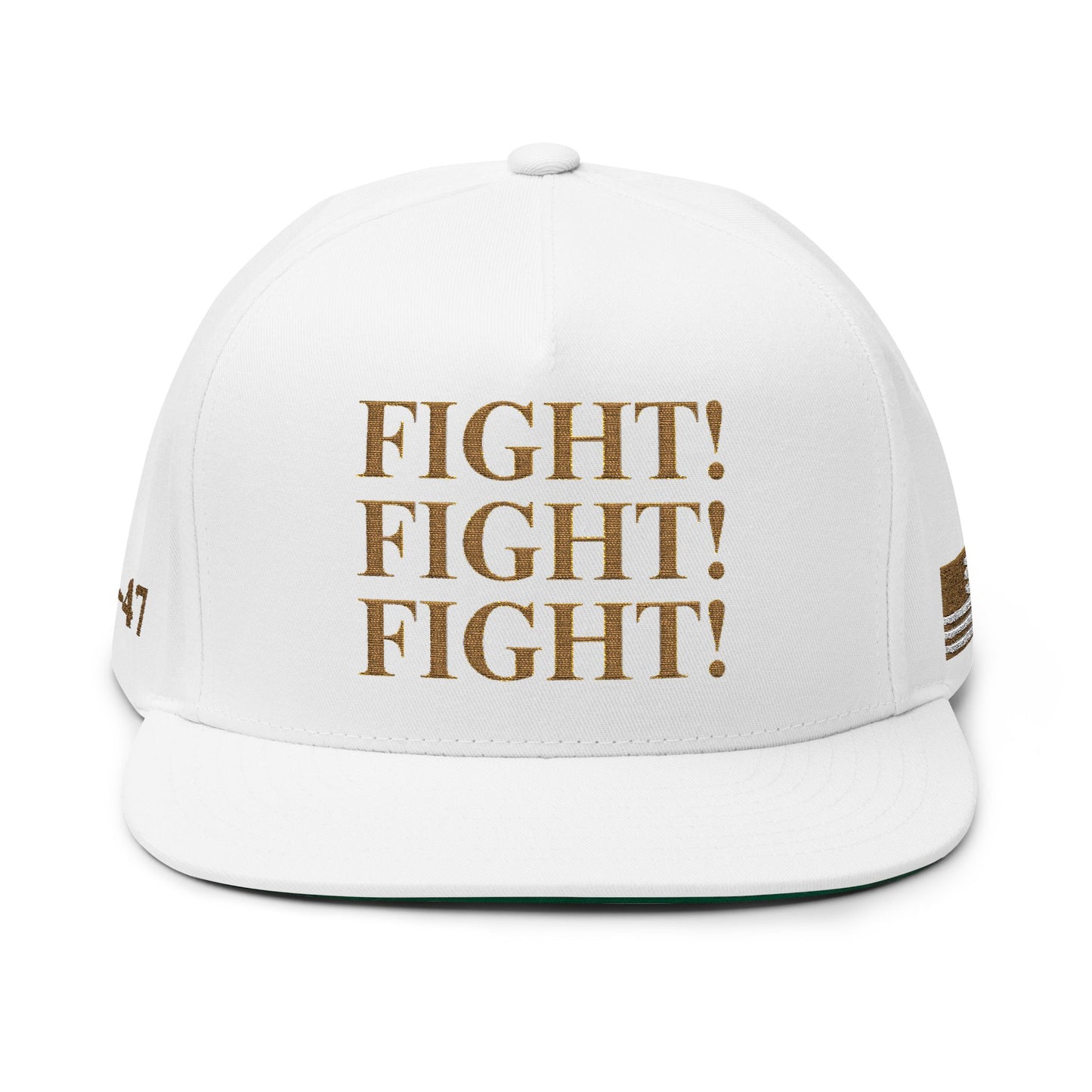 MAGA - FIGHT! Motivational Flat Bill Cap, Embroidered Snapback Hat for Sports Lovers, Gift for Athletes, Cap for Competitions, Trendy Streetwear