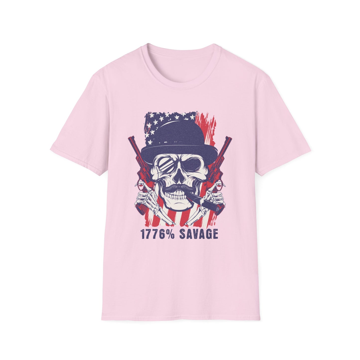 1776% Savage Unisex T-Shirt - Vintage Americana Skull Tee, Patriotic Graphical Shirt, Fourth of July Gift, Casual Wear