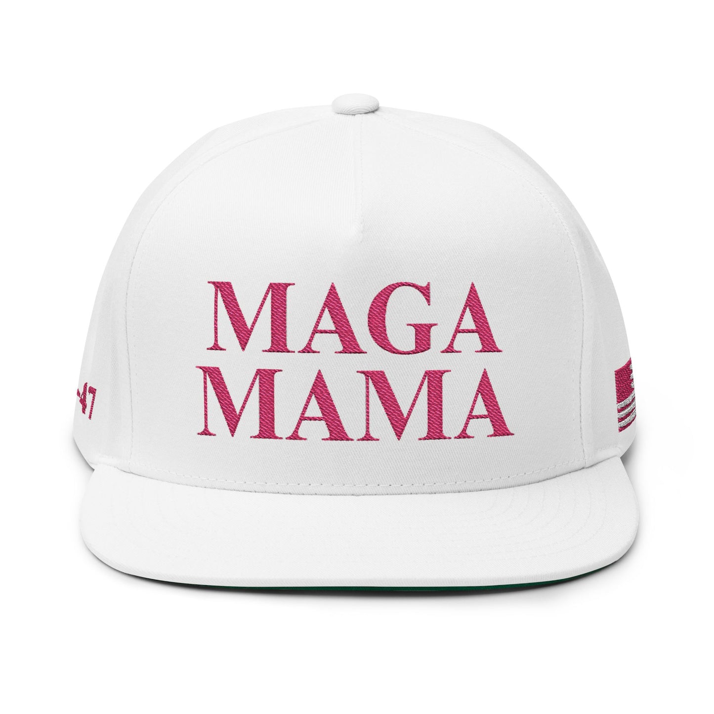 MAGA - Embroidered Flat Bill Cap, MAGA Mama Snapback, Trendy Baseball Hat, Perfect for Gifts, Patriotic Hats, Everyday Style