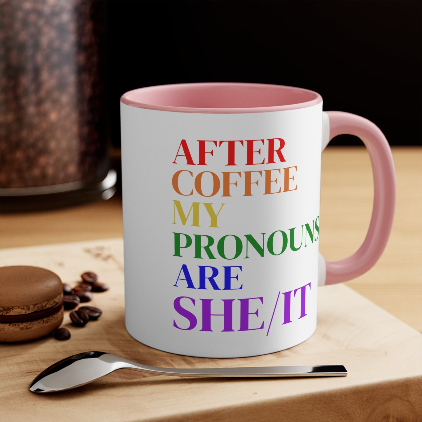 After Coffee My Pronouns Are SHE/IT” Funny Conservative Mug – Anti-Woke Patriotic Humor – Coffee Mug - Home Goods - Political Gifts