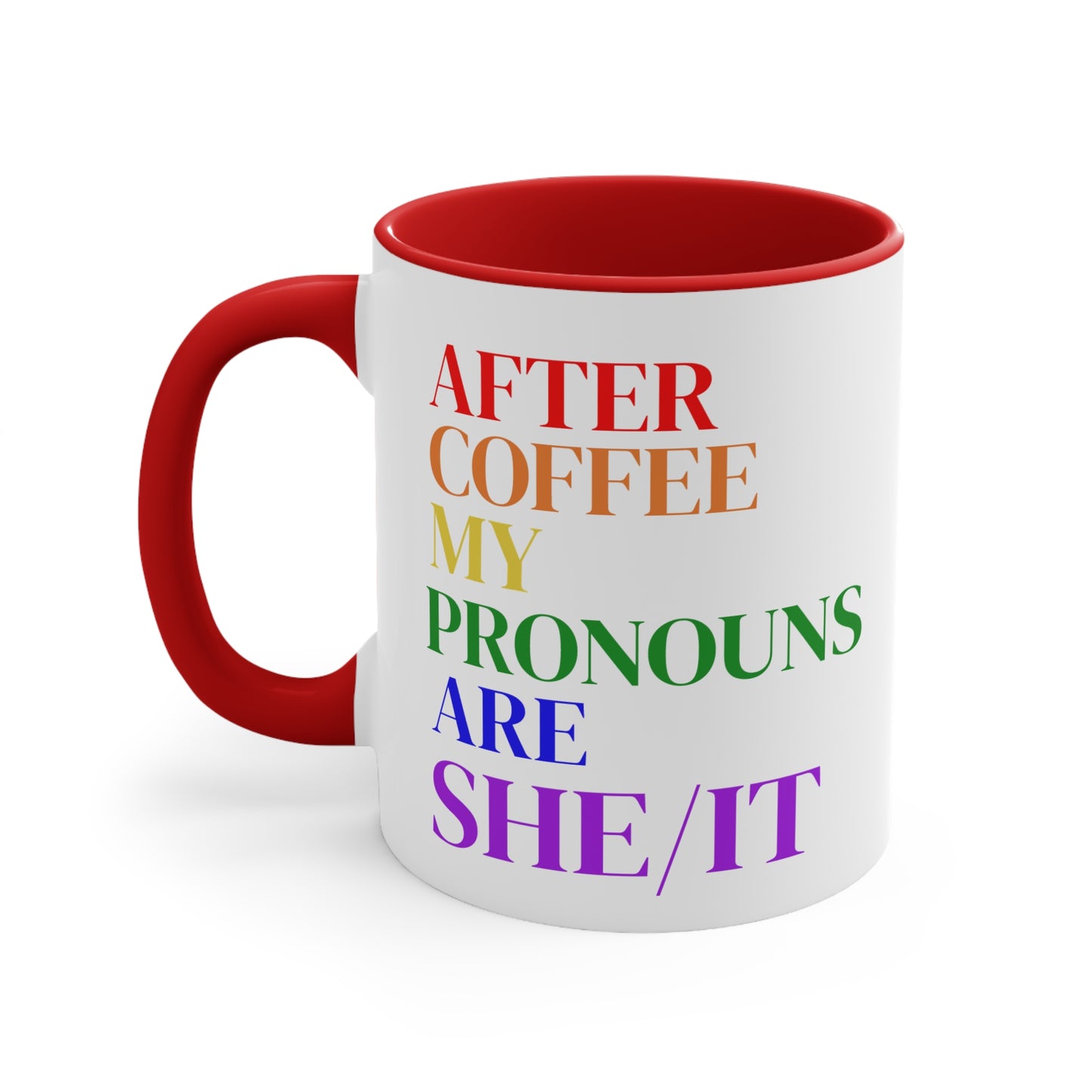 After Coffee My Pronouns Are SHE/IT” Funny Conservative Mug – Anti-Woke Patriotic Humor – Coffee Mug - Home Goods - Political Gifts