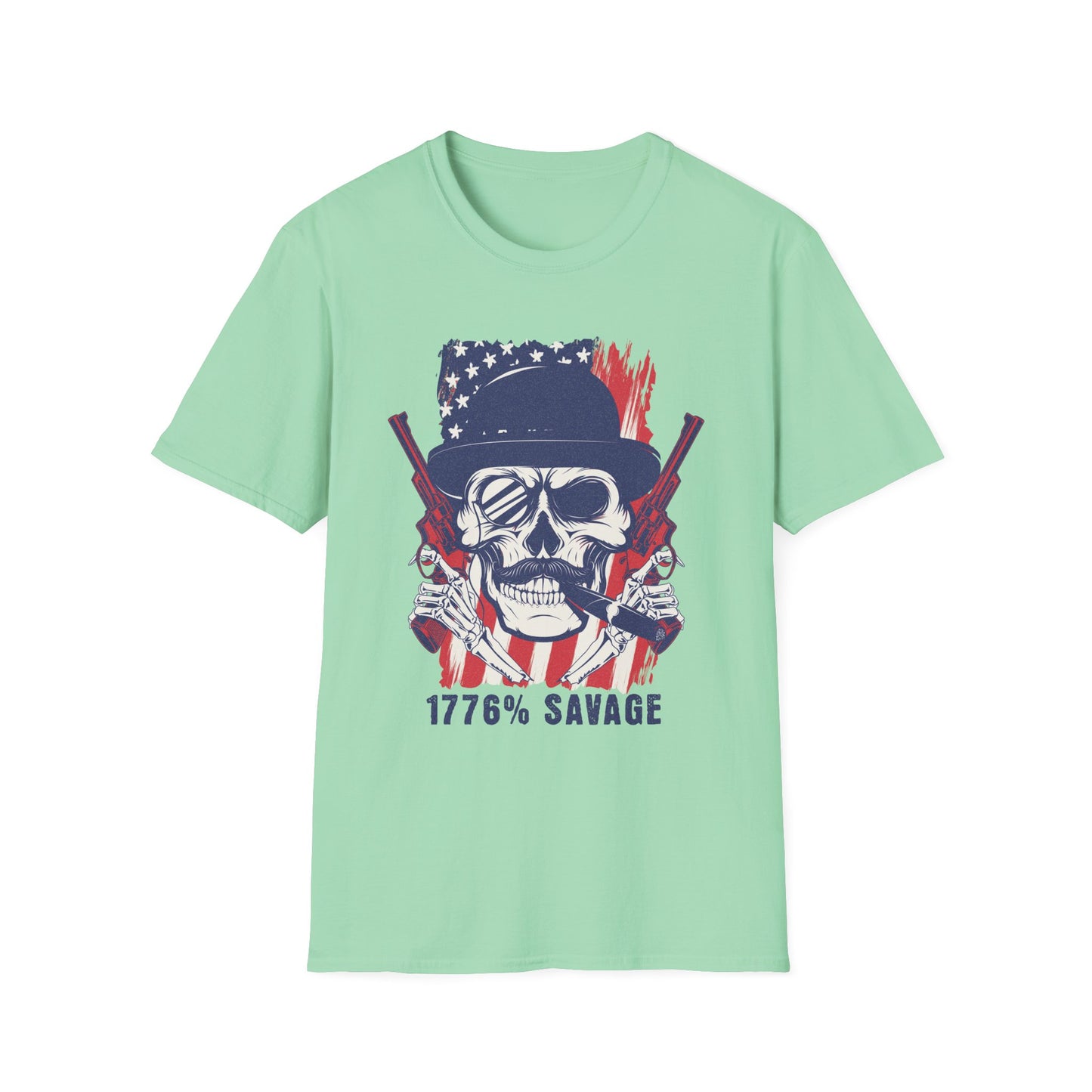 1776% Savage Unisex T-Shirt - Vintage Americana Skull Tee, Patriotic Graphical Shirt, Fourth of July Gift, Casual Wear