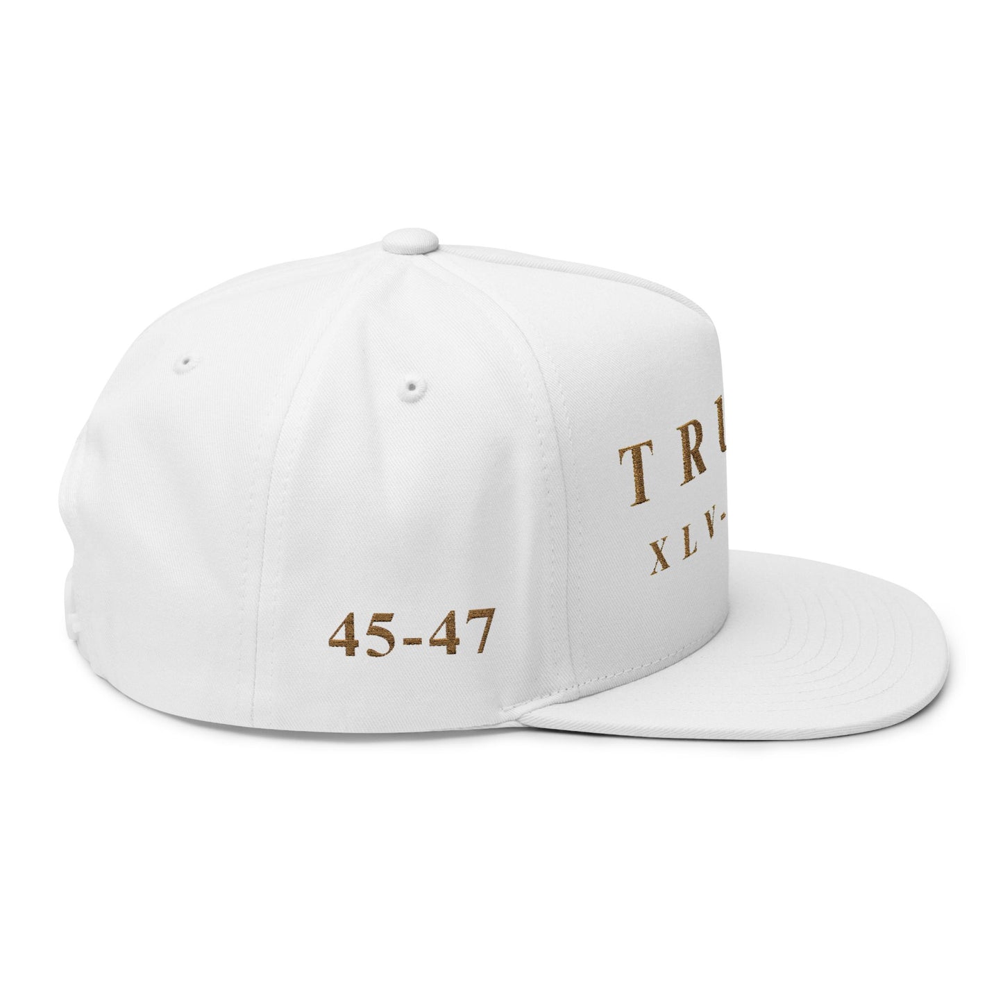 MAGA - Stylish Flat Bill Cap with Gold Embroidery - Perfect for Fans, Casual Outfits, Sports Events, Gifts, and Celebrations