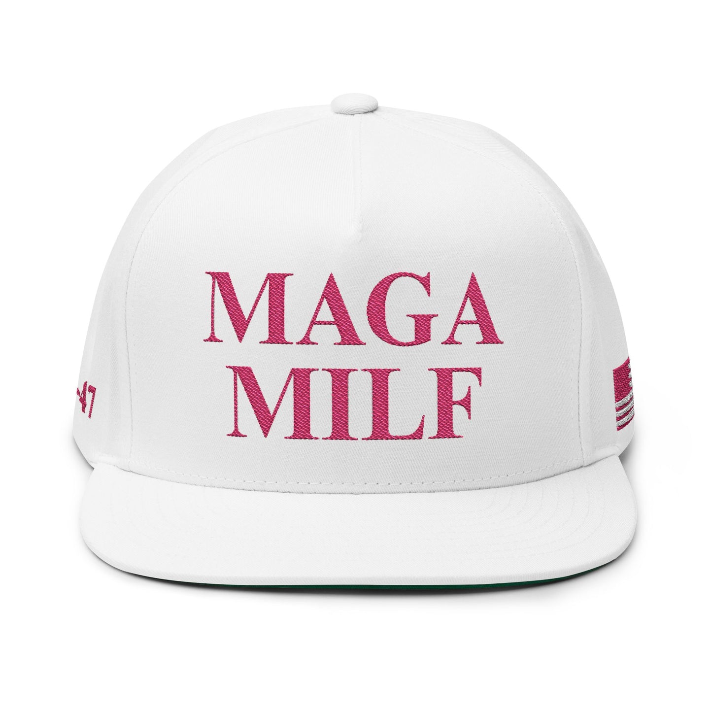 MAGA - MAGA MILF Flat Bill Cap - Trendy Embroidered Hat for Stylish Moms, Gift for Mother's Day, Attire for Casual Outings, Fun & Quirky Fashion