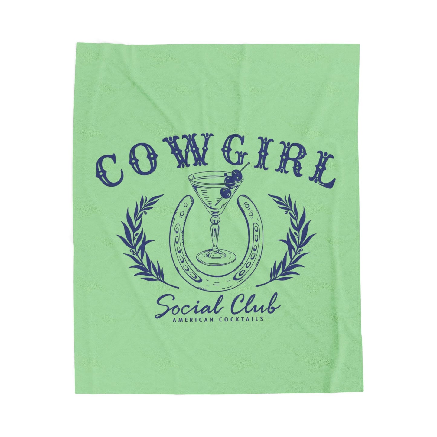 Cowgirl Social Club Blanket – Minty Sea Moss - American Cocktails Edition, Plush Cozy Blanket, Independence Day Decor, Gift for Patriots, Soft Blanket for Home