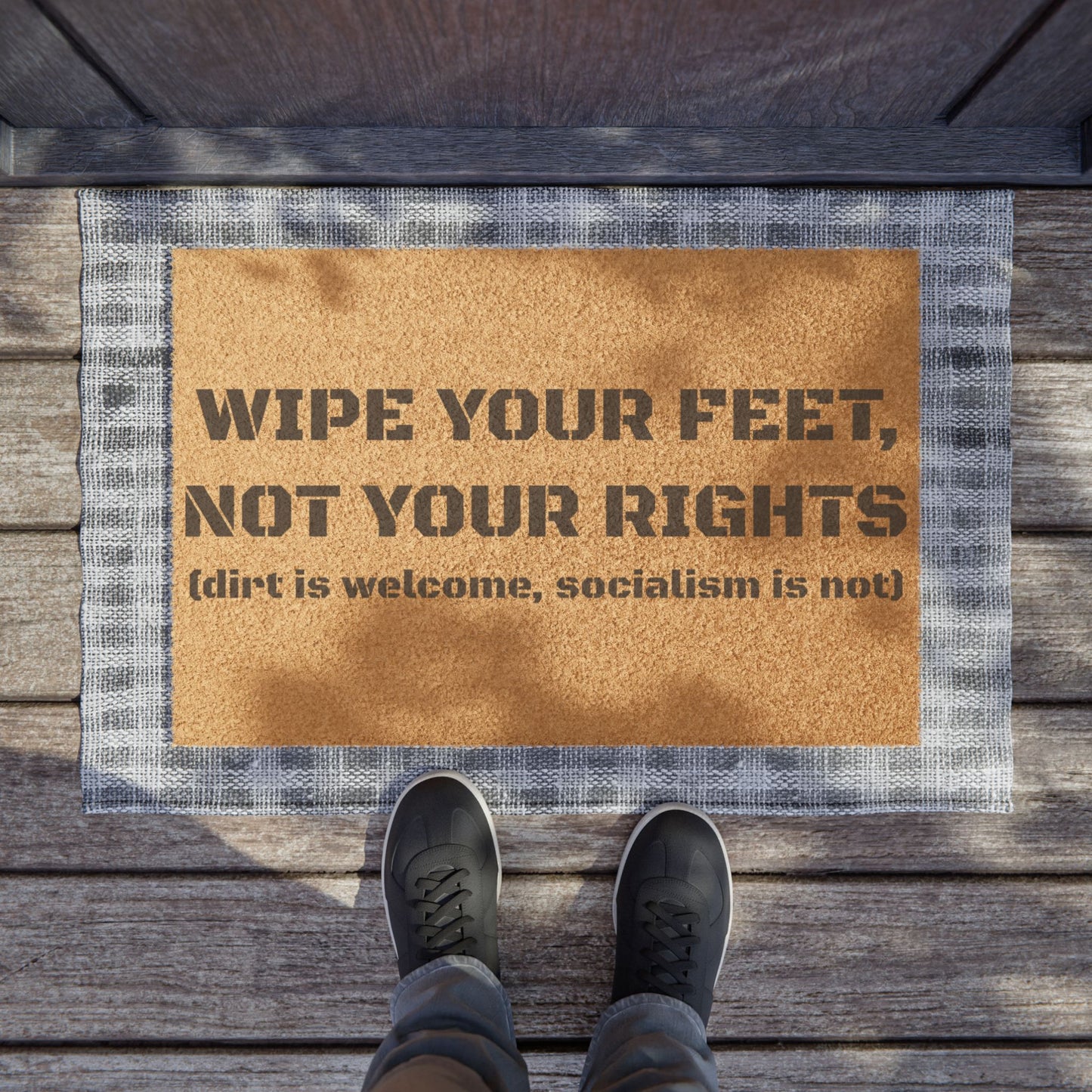 "Wipe Your Feet, Not Your Rights" - Welcome Doormat - Funny Home Décor, Unique Gift, Personal Touch for Home, Housewarming, and Parties