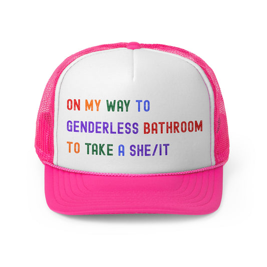 She/It Patriotic Trucker Hat - Anti-Woke Satire Cap for Conservatives, Proud Americans & Free Speech Warriors, Trendy Summer Accessory, Statement Fashion Cap