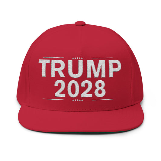 MAGA, Trump 2028 Embroidered Flat Bill Cap – Stylish Political Statement for Supporters - Political Cap