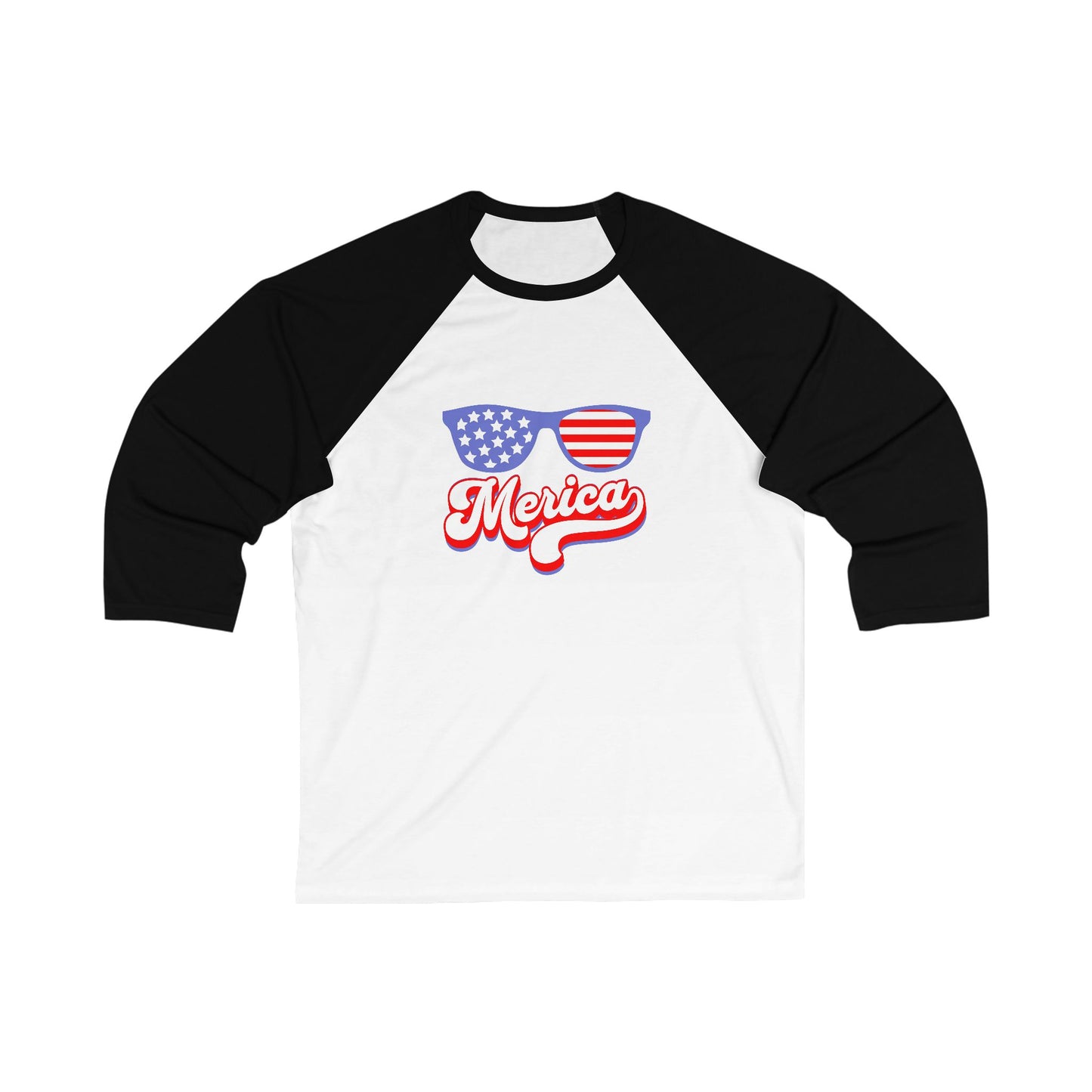 'Merica Unisex 3/4 Sleeve Baseball Tee - Patriotic Style for Summer BBQs & Celebrations