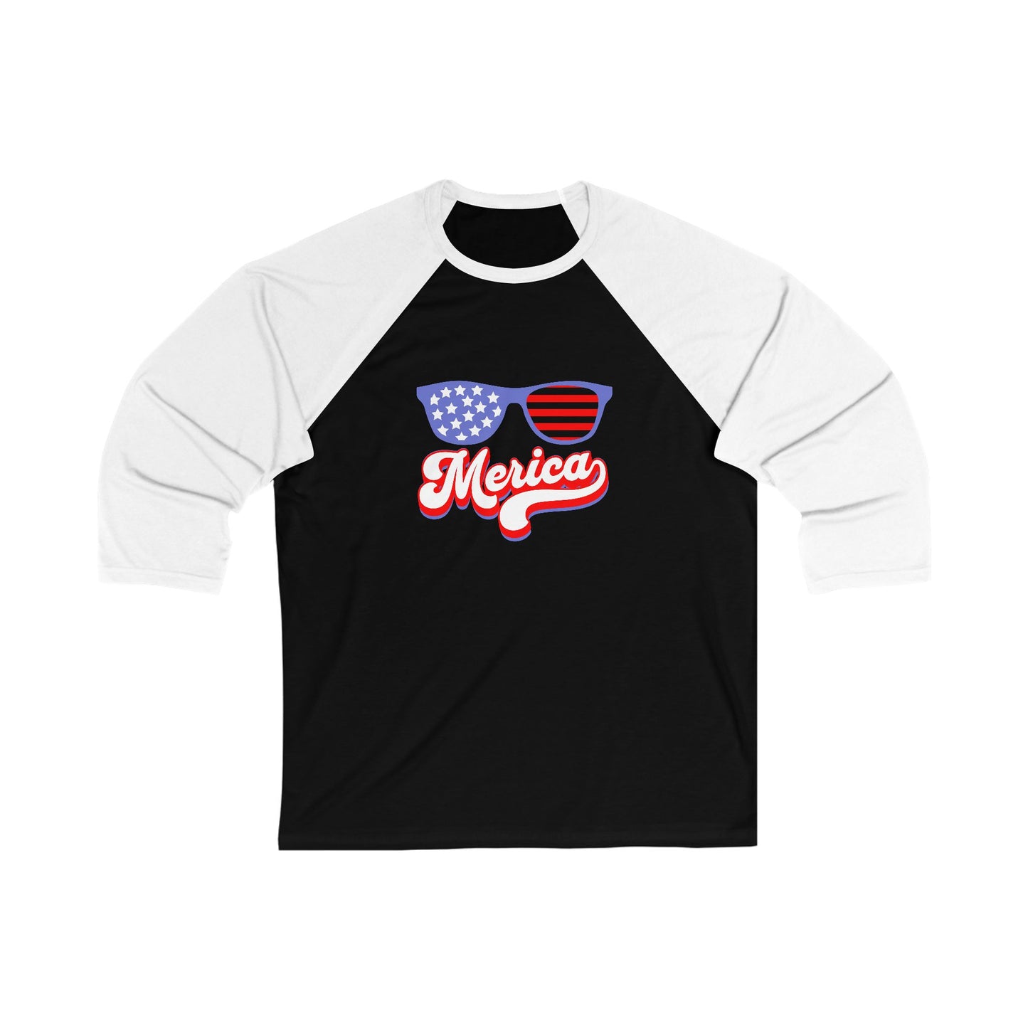 'Merica Unisex 3/4 Sleeve Baseball Tee - Patriotic Style for Summer BBQs & Celebrations