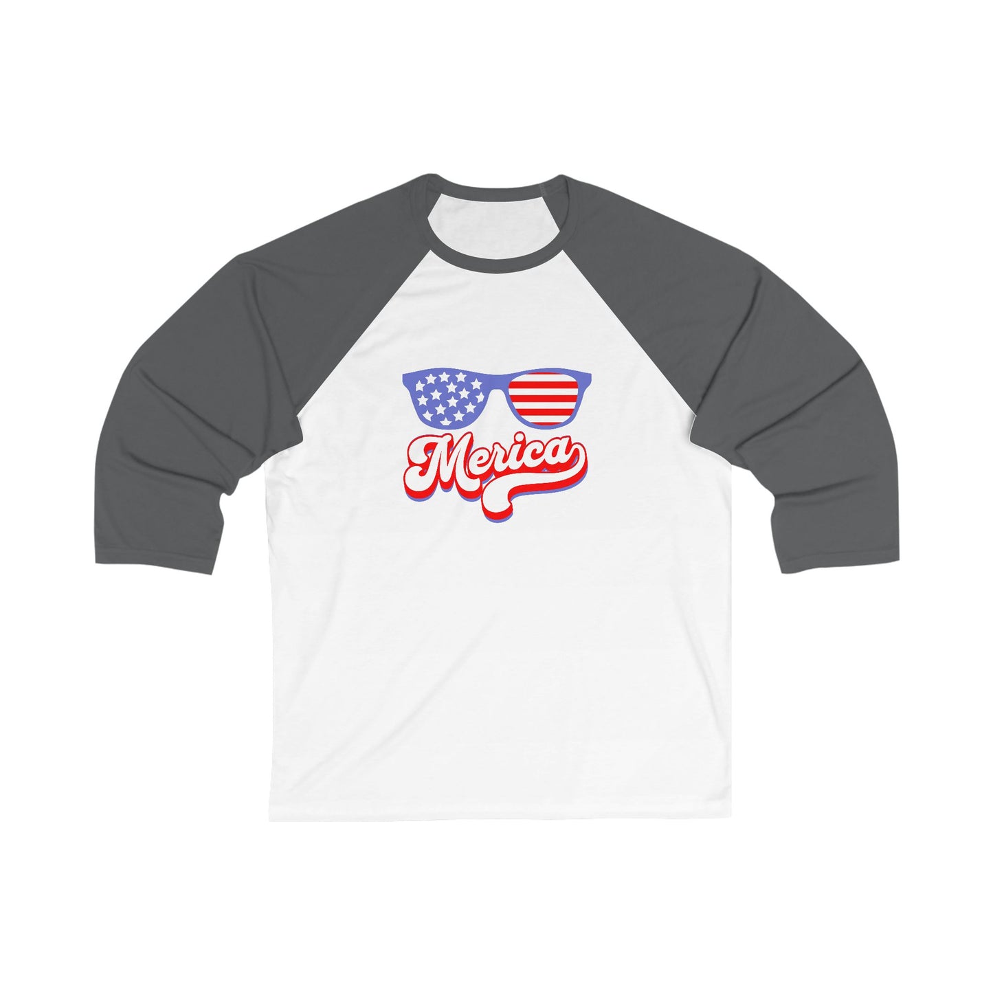 'Merica Unisex 3/4 Sleeve Baseball Tee - Patriotic Style for Summer BBQs & Celebrations