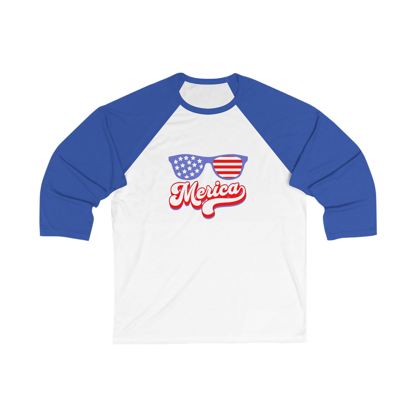 'Merica Unisex 3/4 Sleeve Baseball Tee - Patriotic Style for Summer BBQs & Celebrations