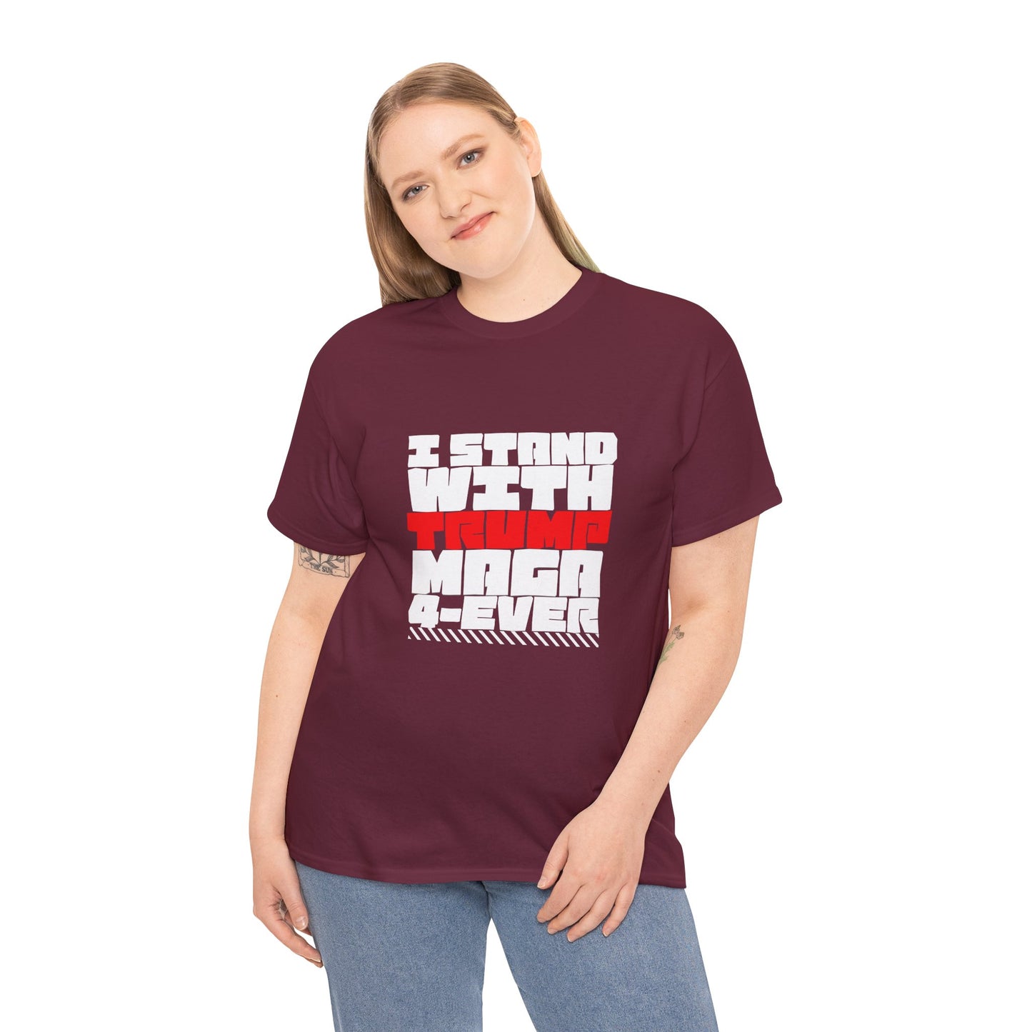 Unisex Heavy Cotton Tee - "I Stand With Trump MAGA Forever" Statement Shirt, Political Apparel, Election Wear, Gift for Supporters, [...]