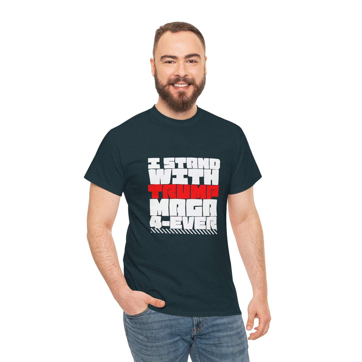 Unisex Heavy Cotton Tee - "I Stand With Trump MAGA Forever" Statement Shirt, Political Apparel, Election Wear, Gift for Supporters, [...]