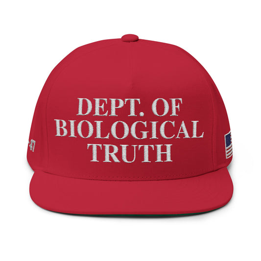MAGA, Embroidered Flat Bill Cap - Dept. of Biological Truth, Unisex Cap for Gifts, Casual Wear, Outdoor Events, Adjustable Hat