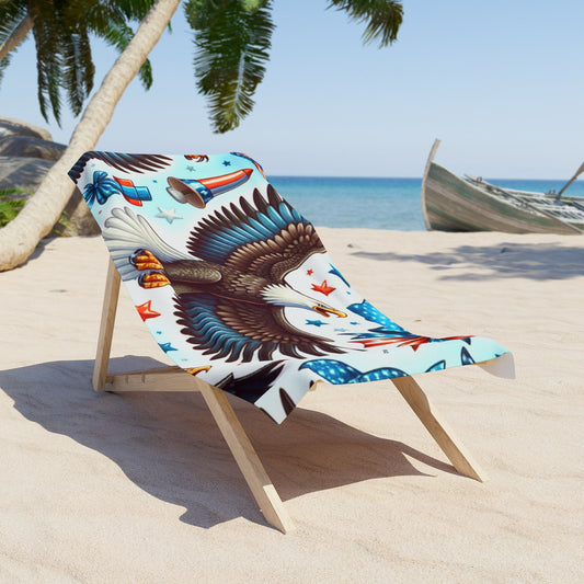 Freedom Blasts & Talon Snaps – Bald Eagle Beach Towel, Summertime Pool Accessory