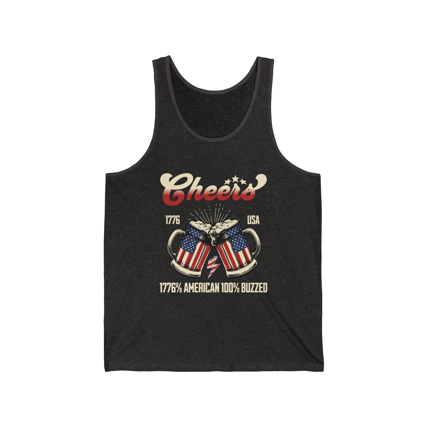Cheers Unisex Jersey Tank - Perfect for Fourth of July, BBQs, Summer Parties, Patriotic Events, Casual Wear