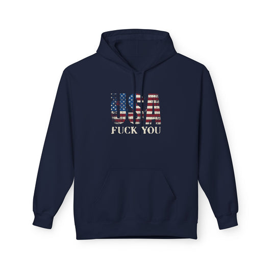 USA Flag Graphic Hoodie - Unisex Softstyle Fleece, Funny Sweatshirt, Casual Wear, Patriotic Gift, Comfortable Pullover
