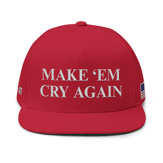 MAGA - Red Embroidered Cap - Make 'Em Cry Again, Stylish Hat, Trendy Cap, Gift for Him, Summer Accessory, Cool Streetwear