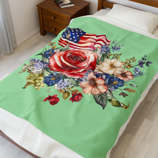 The Liberty Bloom Blanket, Plush Cozy Blanket, Independence Day Decor, Gift for Patriots, Soft Blanket for Home