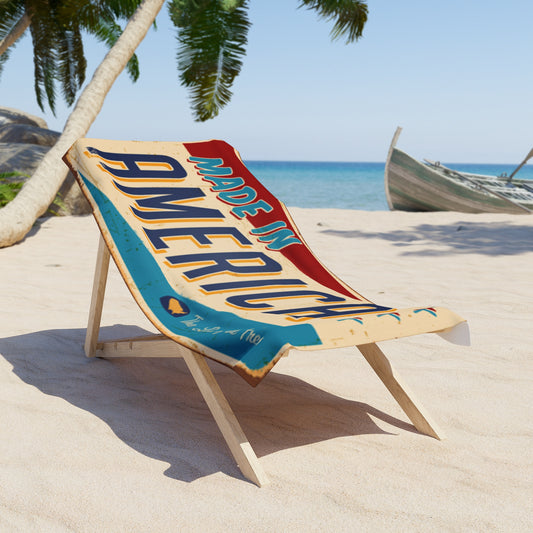 Made in America (Like God Intended) Beach Towel- Vintage Tropical Beach Towel, Summertime Pool Accessory
