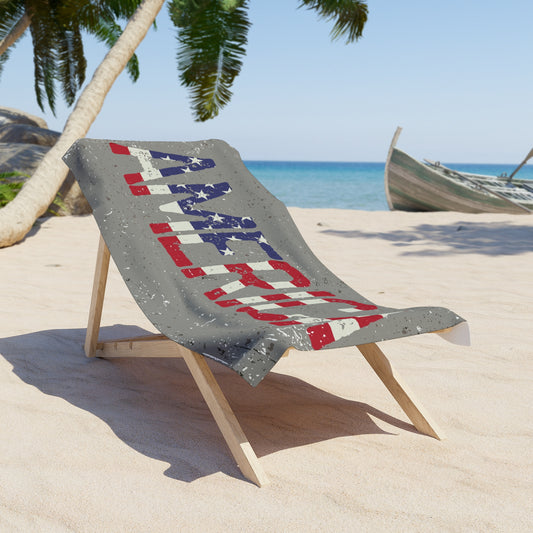 The Stars, Stripes & Sand Slayer Beach Towel, Summertime Pool Accessory, Vacation Essentials, Palm Print Towel, Gift for Beach Lovers