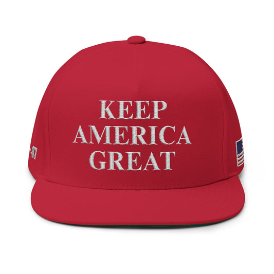 MAGA - Keep America Great Flat Bill Cap, Adjustable Hat, Embroidered Cap, Political Apparel, Gift for Patriots, USA Merch, Trendy Headwear