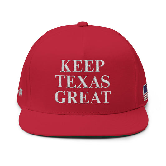 MAGA - Flat Bill Cap - Keep Texas Great - Stylish Embroidered Hat for Texas Lovers, Streetwear, Casual Everyday, Gift for Texans, Pride Merchandise