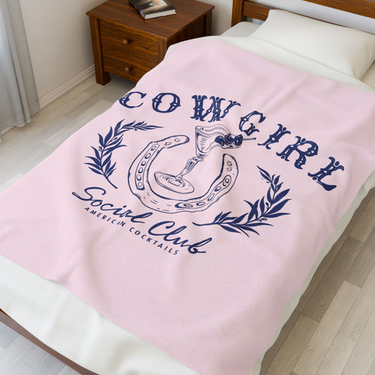 Cowgirl Social Club Blanket – American Cocktails Edition, Plush Cozy Blanket, Independence Day Decor, Gift for Patriots, Soft Blanket for Home