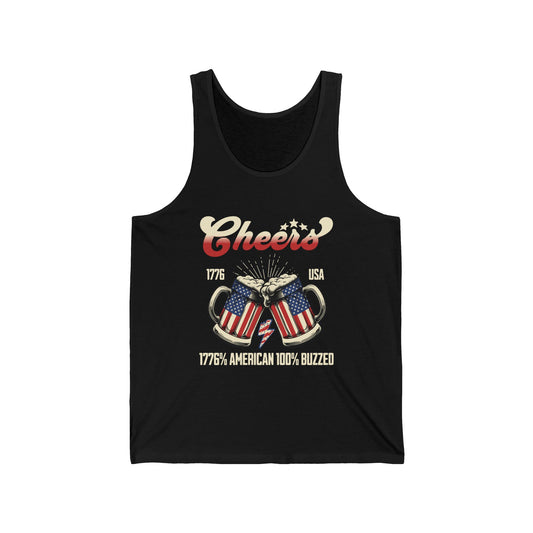 Cheers Unisex Jersey Tank - Perfect for Fourth of July, BBQs, Summer Parties, Patriotic Events, Casual Wear