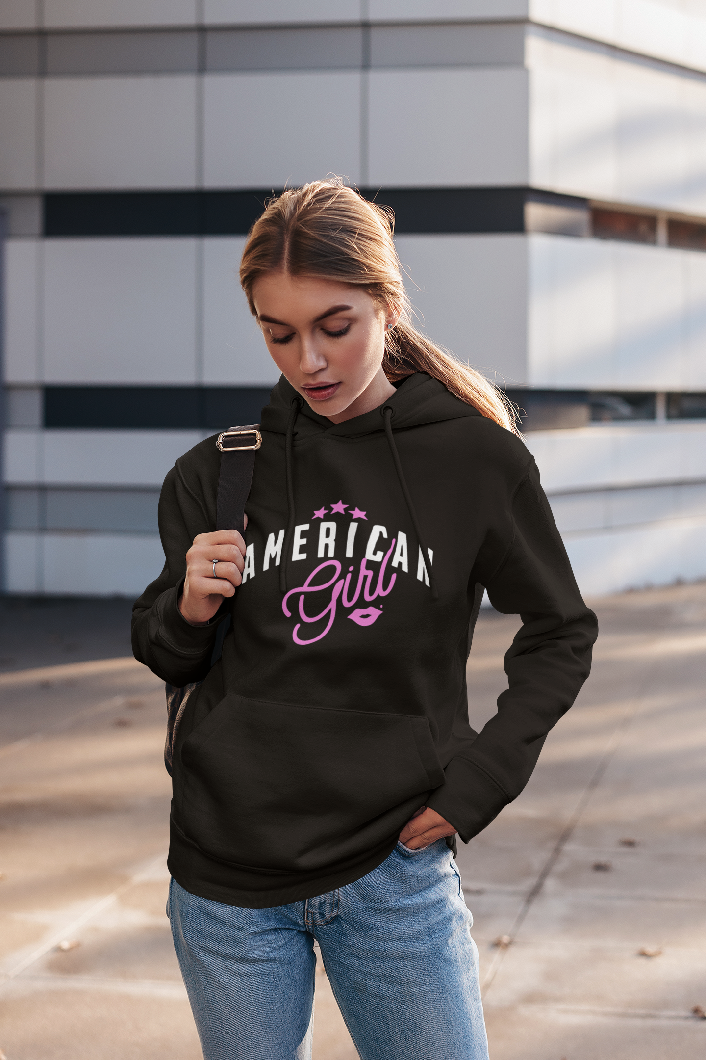 American Girl Hoodie, Cozy Unisex Sweatshirt for Teens, Gift for Birthdays, Stylish Layering for Casual Days, Perfect for Fall