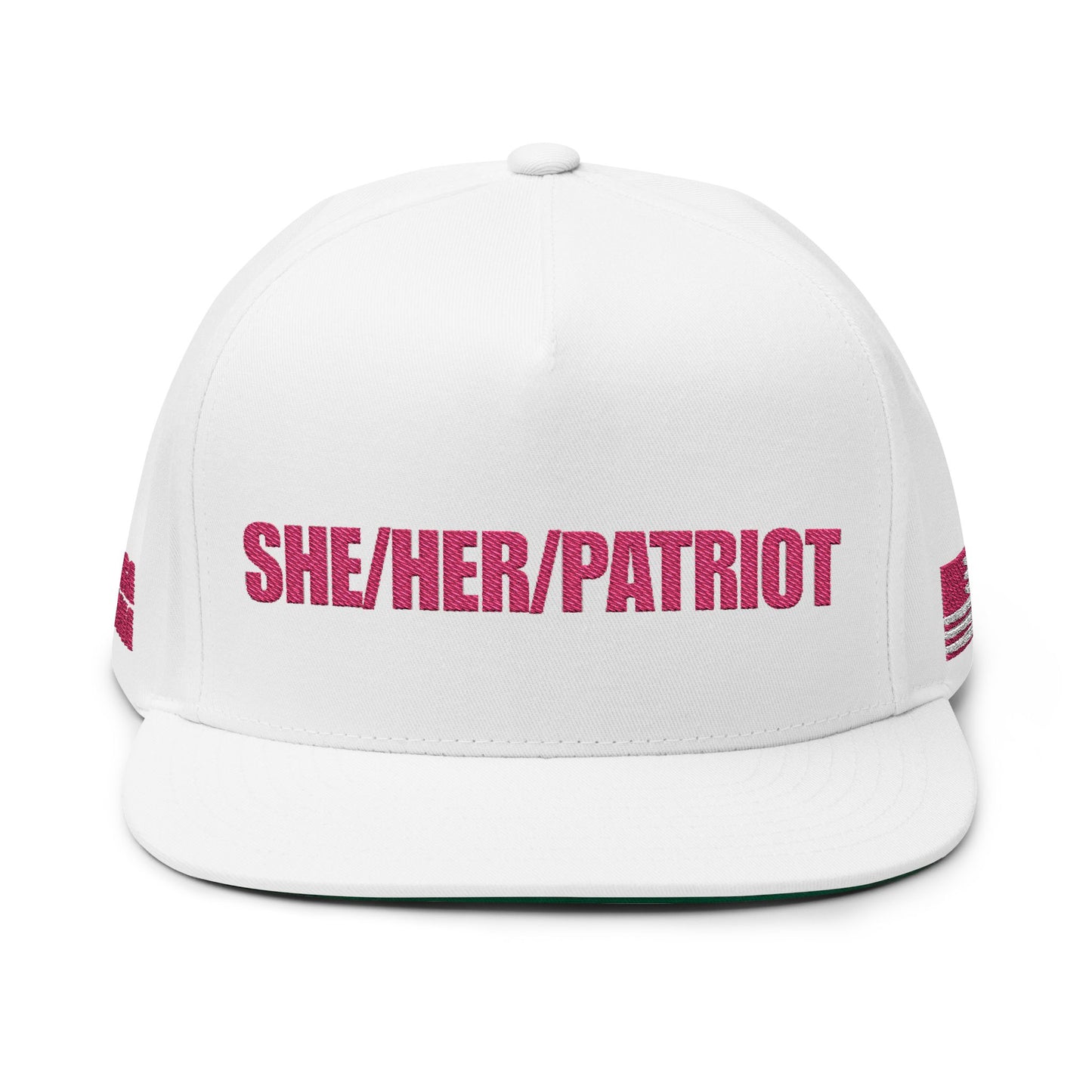 MAGA - Flat Bill Cap with SHE/HER/PATRIOT Embroidery, Patriotic Baseball Hat, Pride Cap, Unisex Adjustable Hat, Perfect for Celebrations and Events