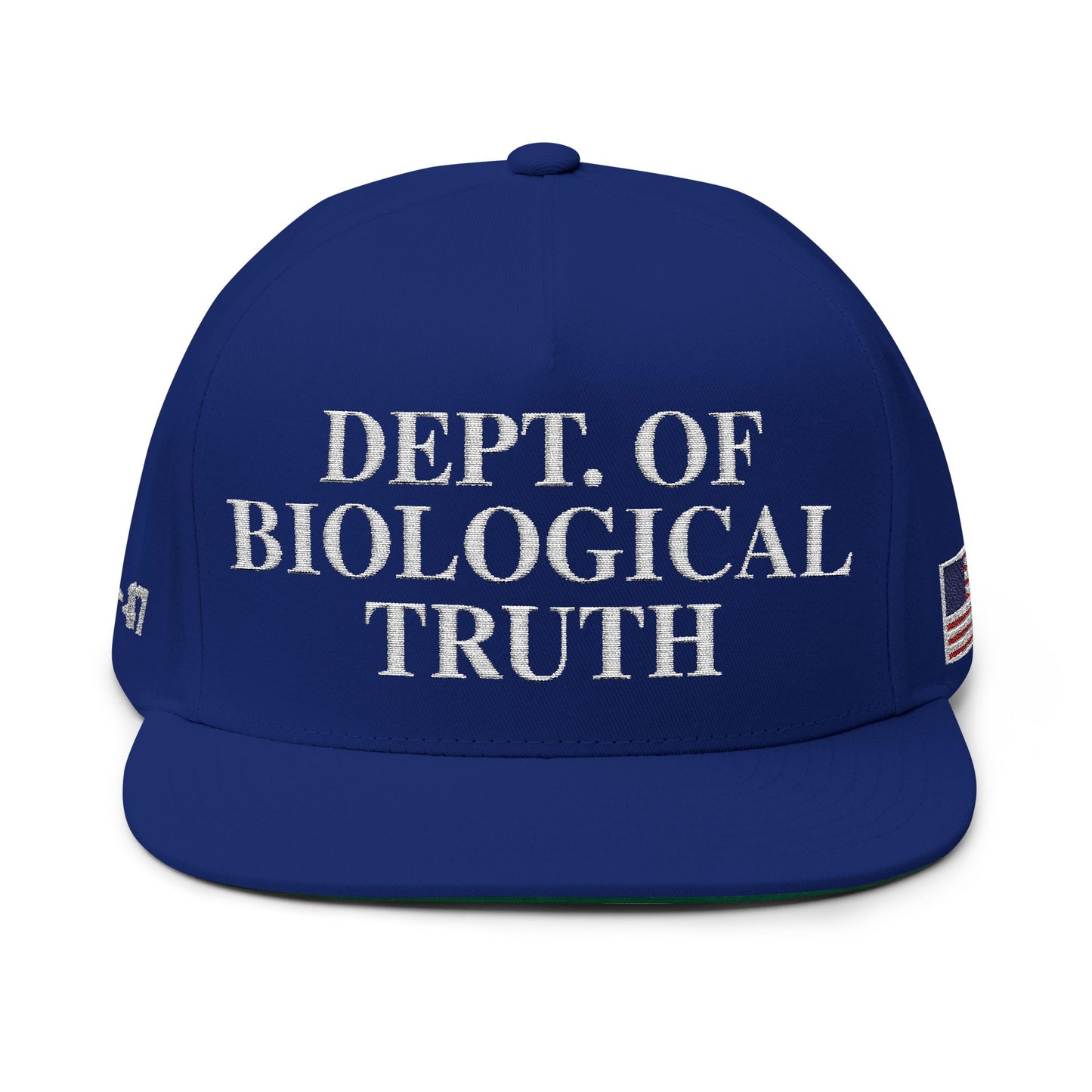 MAGA, Embroidered Flat Bill Cap - Dept. of Biological Truth, Unisex Cap for Gifts, Casual Wear, Outdoor Events, Adjustable Hat