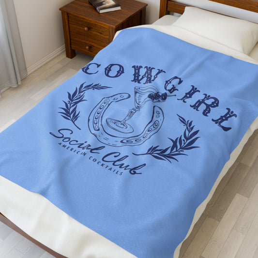 Cowgirl Social Club Blanket – Americana Aristocrat Aqua -  American Cocktails Edition, Plush Cozy Blanket, Independence Day Decor, Gift for Patriots, Soft Blanket for Home
