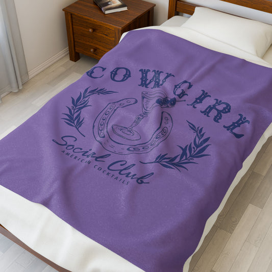 Liberty Lilac Cowgirl Social Club Blanket – American Cocktails Edition, Plush Cozy Blanket, Independence Day Decor, Gift for Patriots, Soft Blanket for Home