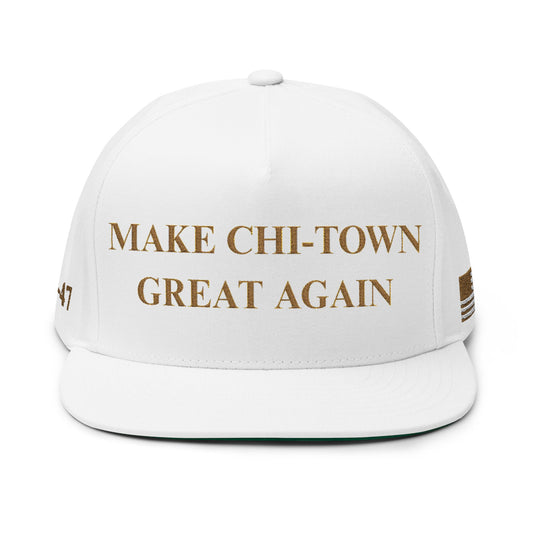 MAGA - Chic Flat Bill Cap - Make Chi-Town Great Again Hat, Streetwear, Cool Gift for Chicago Fans, Casual Headwear, Embroidered Cap