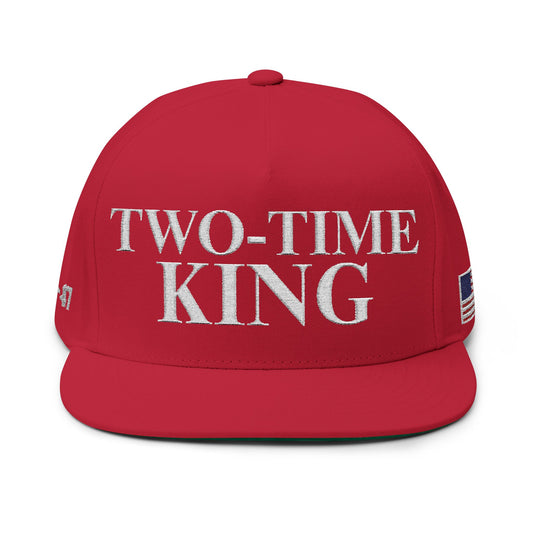 MAGA - Two-Time King Flat Bill Cap - Stylish Baseball Hat for Kings, Birthday Gift, Accessory for Casual Outfits, Sports Cap, Celebration Gear