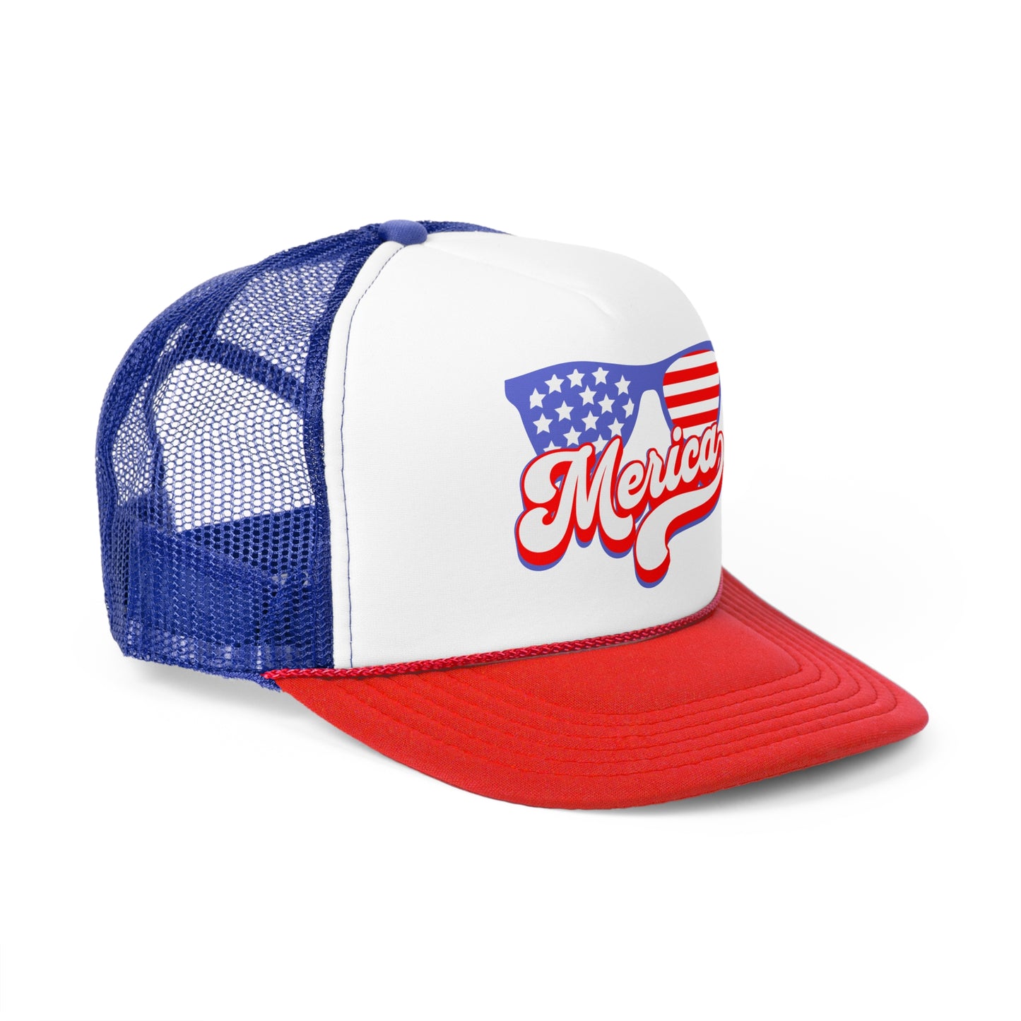 'Merica Trucker Cap - Patriotic Red, White, and Blue Hat for July 4th Celebrations